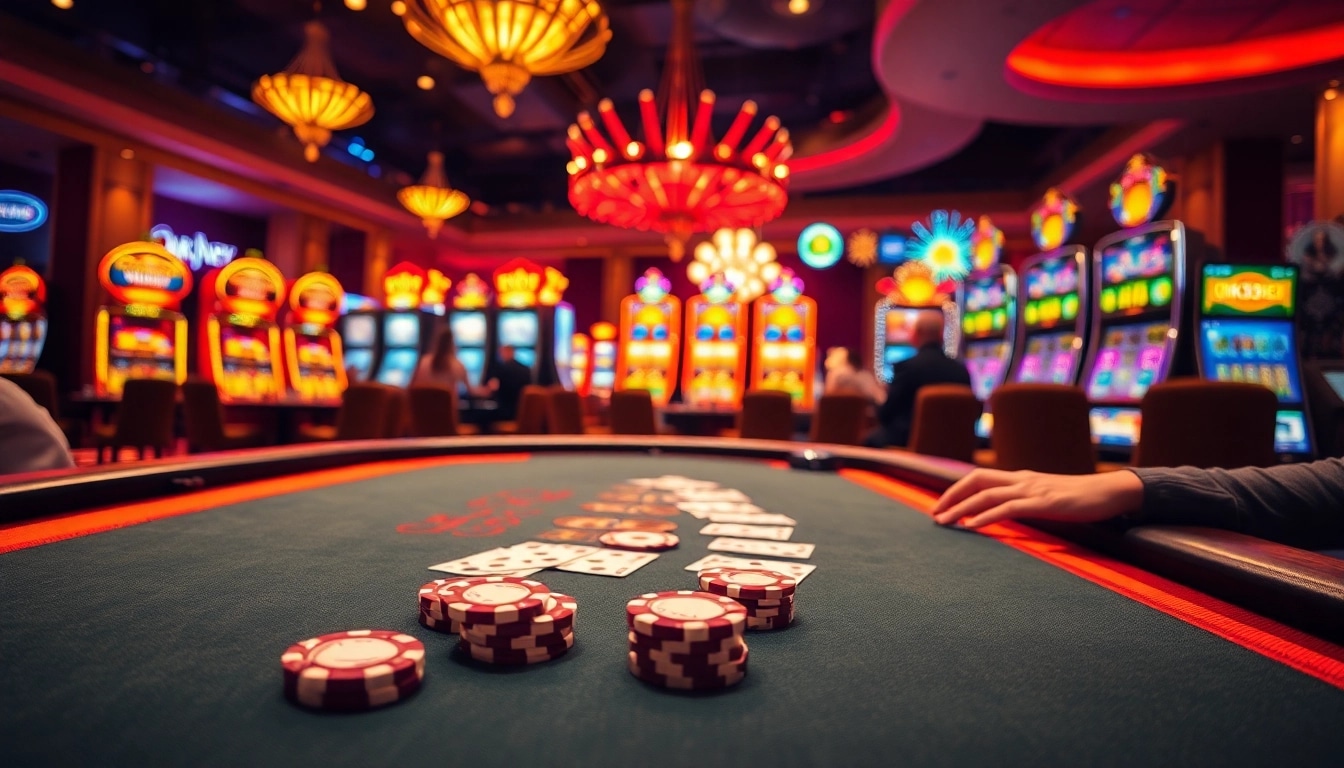 Players enjoying high-stakes poker at an upscale casino, embodying the energy of OK8386 gaming.