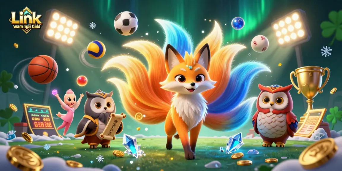 Bet big with Link vmax mới nhất in a vibrant 3D casino scene featuring a glowing fox and wise owl.