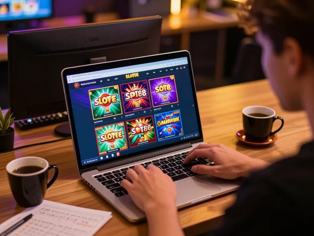 Engaging online Slot88 gaming session with colorful interfaces and strategic planning.