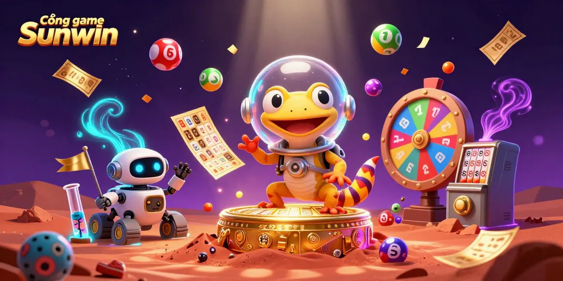Cổng game Sunwin offers an exciting exploration of the vibrant casino world, featuring a Martian gecko and dynamic gaming elements.