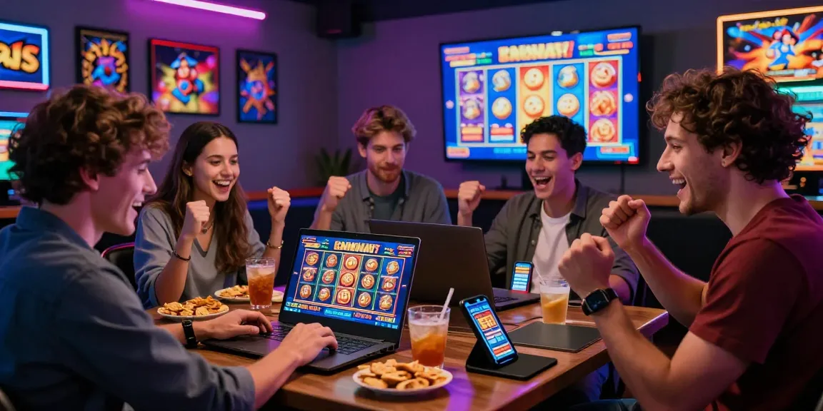 Group enjoying bonus buy slots UK features during a lively game night.