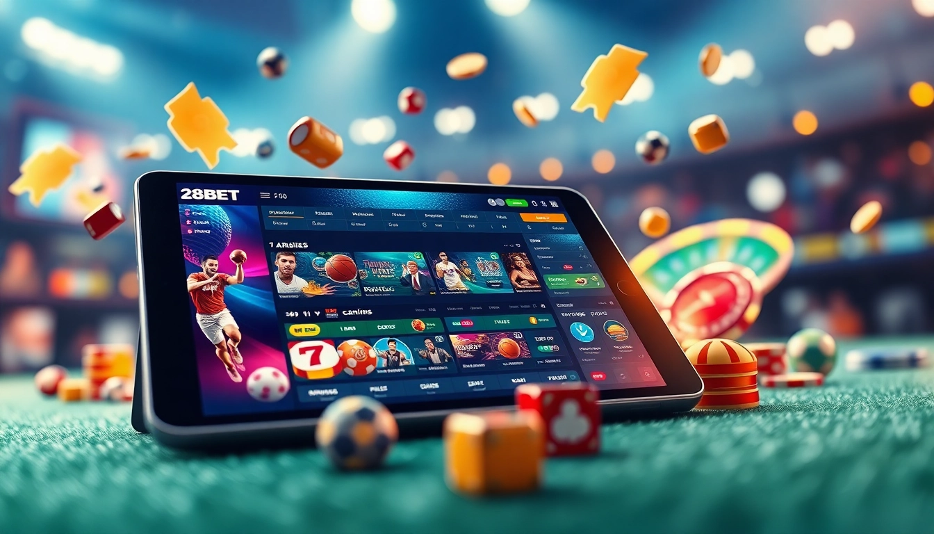Experience the excitement of 28BET with a modern, vibrant online betting interface featuring sports and casino games.