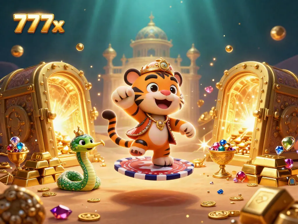 Experience a captivating scene with the tiger sultan in a casino-themed world full of treasures and excitement at 777x.