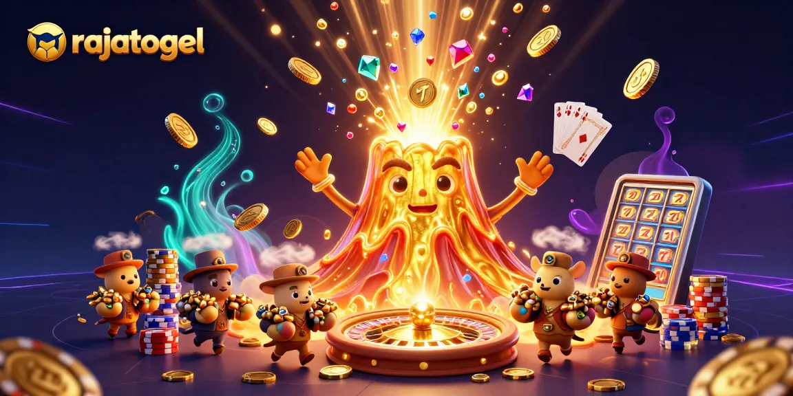 Experience thrilling wins with rajatogel in this vibrant 3D casino scene filled with treasures.