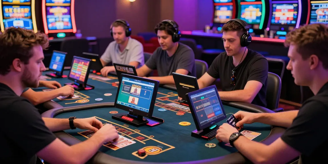 Exciting players at credit card casinos enjoying games in a vibrant virtual environment.