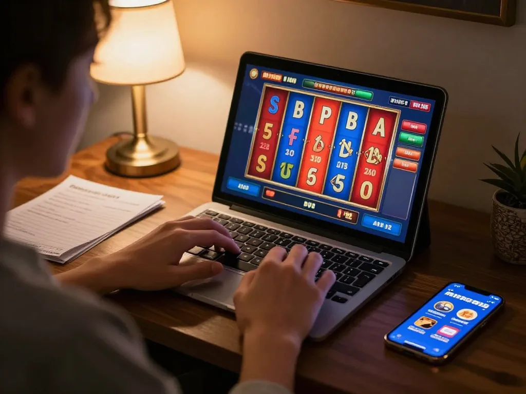 spinadvisor helping players enjoy strategic gameplay with colorful slots on tablet at home