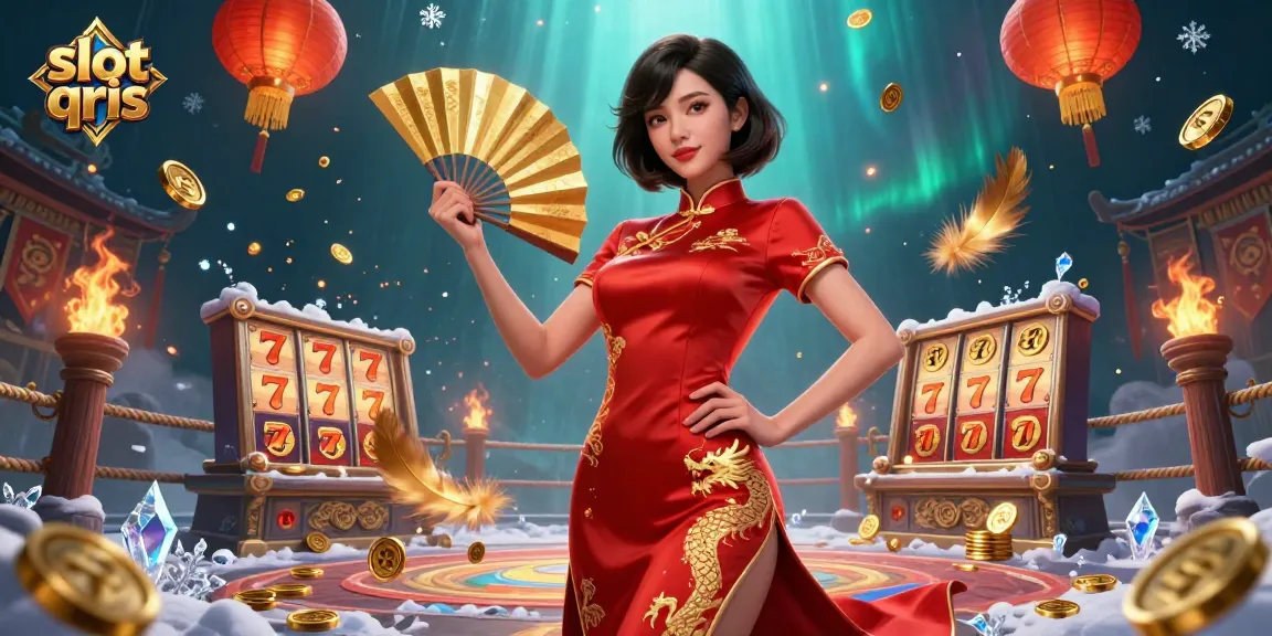 Experience the thrill of slot qris with vibrant visuals and golden rewards in this dynamic illustration.