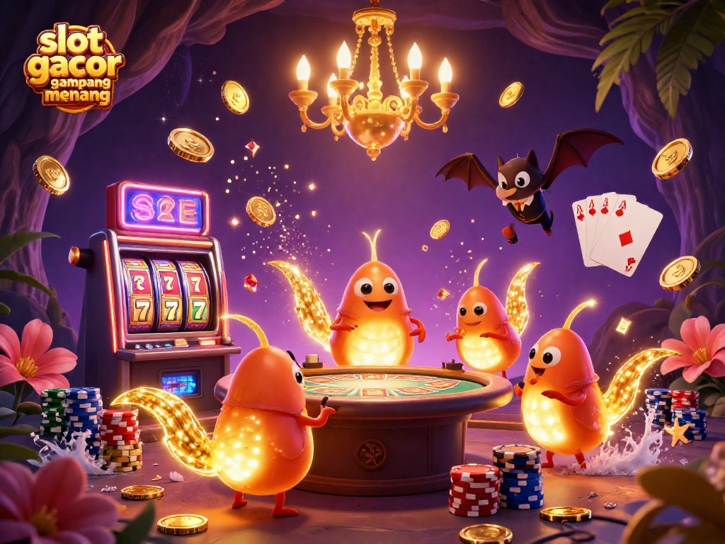 Spin the slots with slot gacor gampang menang featuring glowing characters and vibrant casino elements!