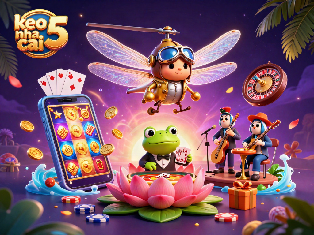 keo nha cai 5 showcases a vibrant 3D casino scene with dynamic characters and rich gaming elements.