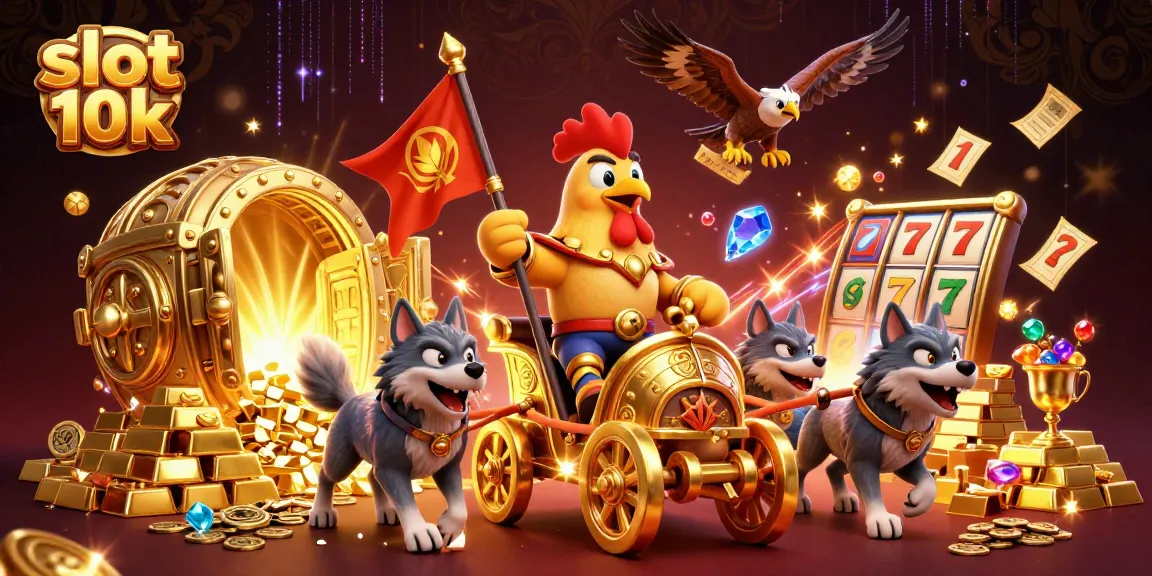 Experience the excitement of slot 10k with treasure and adventure in this vibrant 3D illustration.