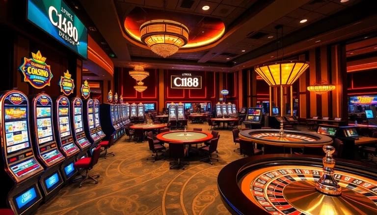 C168.DESIGN brings an exhilarating casino atmosphere with vibrant slot machines and poker tables.