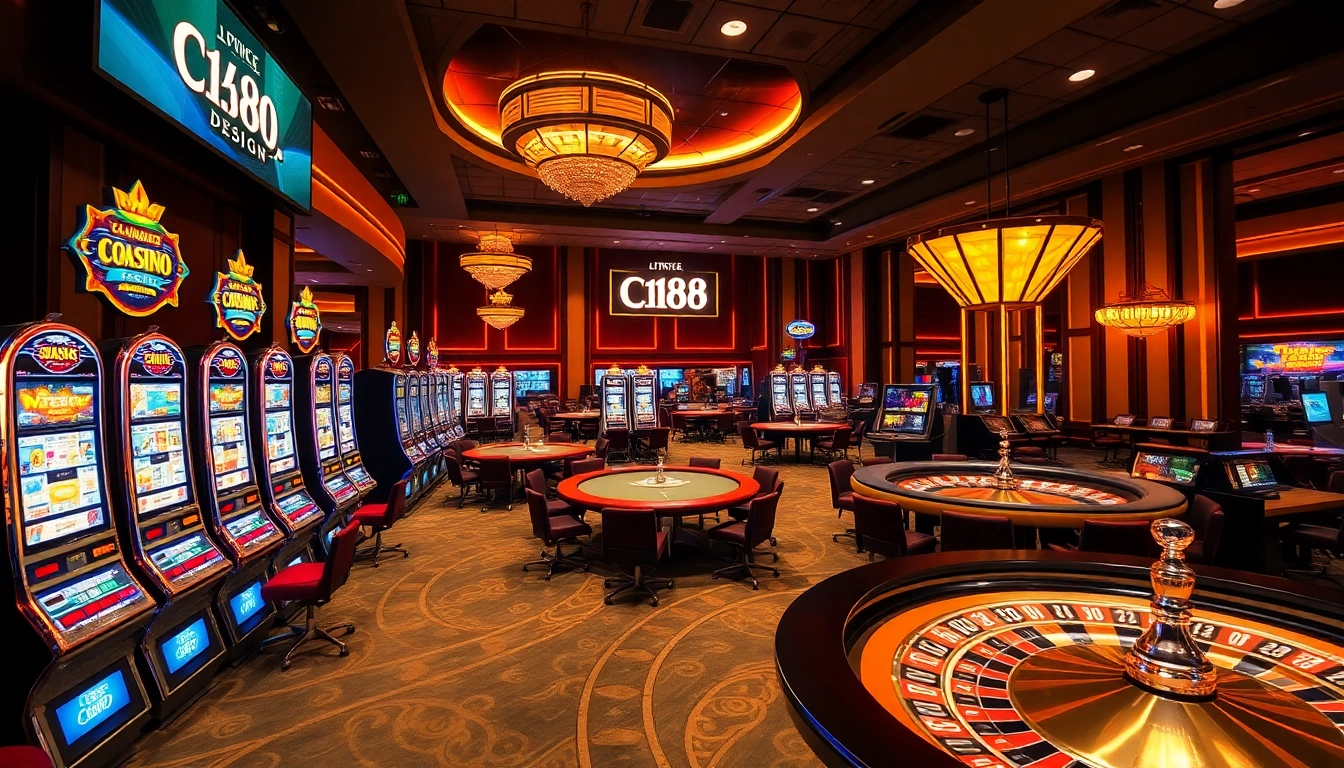 C168.DESIGN brings an exhilarating casino atmosphere with vibrant slot machines and poker tables.