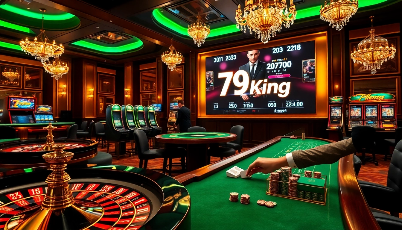 79king branded casino scene with strategic roulette and poker action