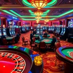 Engaging casino scene showcasing roulette tables and slot machines with vibrant colors.