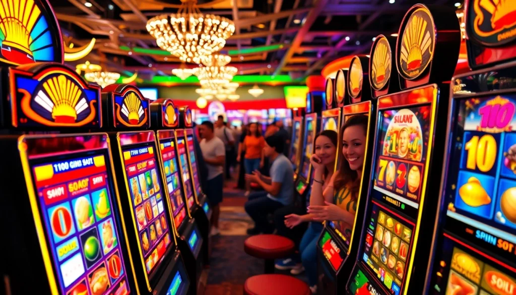 Menghasilkan pengalaman slot gacor dengan suasana kasino yang cerah dan penuh energi.