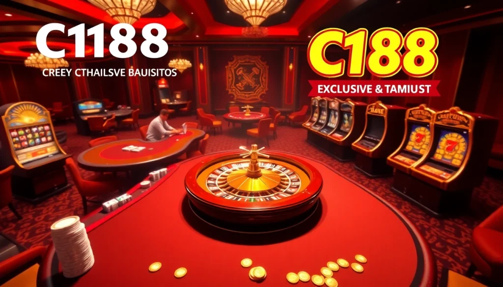 C168 casino table with vibrant games, showcasing exciting gambling action.