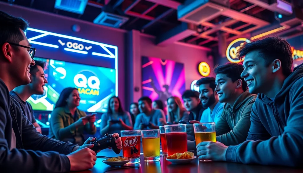 Menampilkan pemain menikmati qq macan game dengan antusias di lingkungan bermain yang ceria.