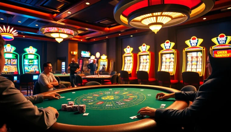 Experience the excitement of games at 888 top as players engage at a luxurious casino table.