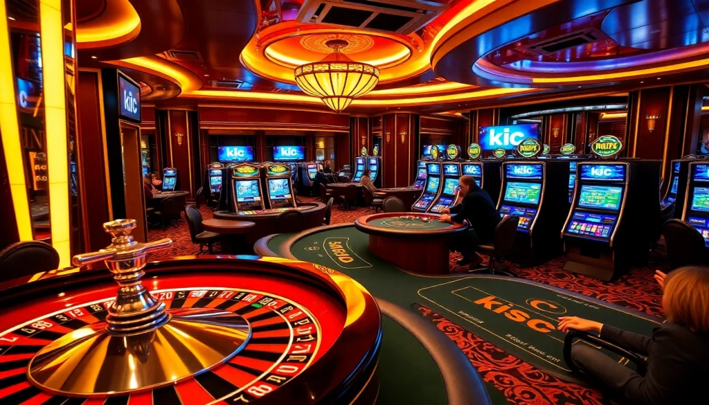 Experience thrilling gameplay at KJC's vibrant casino with roulette and poker tables.