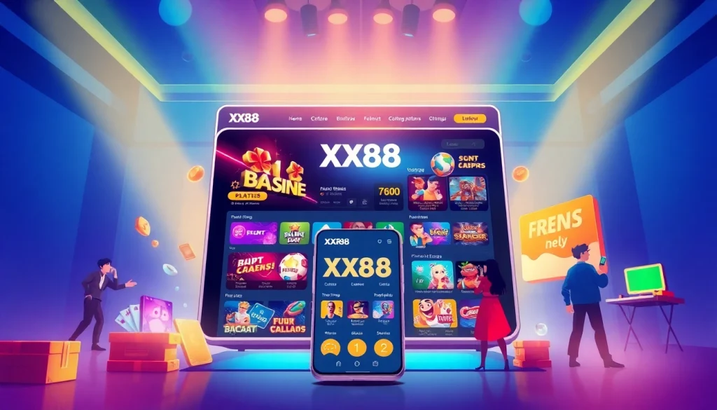 XX88 online gambling platform interface showing vibrant games and user engagement
