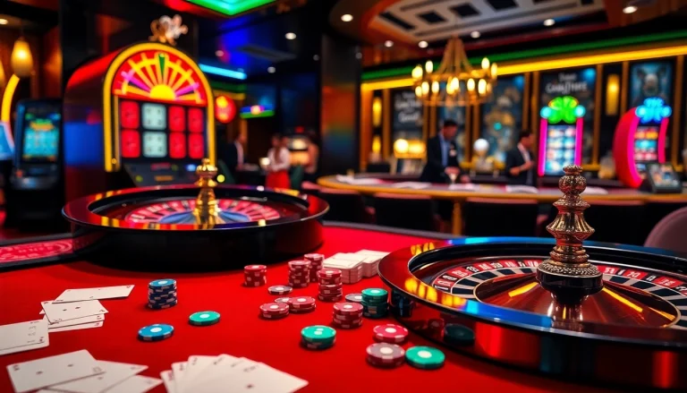 Experience the excitement of TOPVIP casino with vibrant tables, chips, and elegant atmosphere.