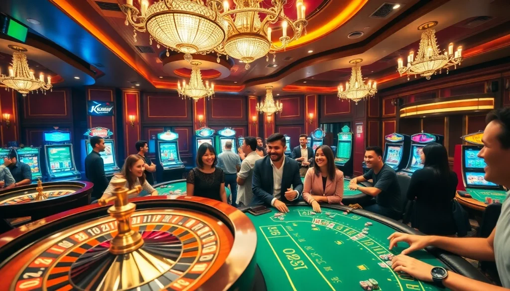 Gamble actively at https://kkwin.co.com/ with a vibrant casino scene showcasing excitement and strategy.