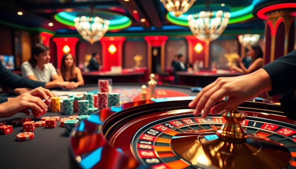 Engaging scene depicting lô kép betting at a luxurious casino table filled with chips and dice.