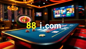 Experience the excitement of online casino gaming with 88i com, featuring vibrant poker tables and roulette wheels.