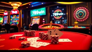 Experience a thrilling gambling scene with poker, slots, and 789win đăng nhập interfaces.