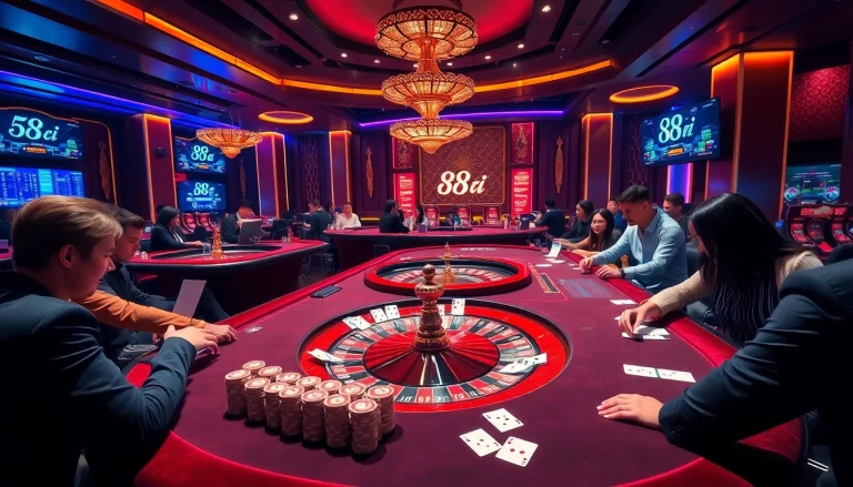 Players enjoying a mesmerizing game at 88i casino with vibrant colors and thrilling atmosphere.