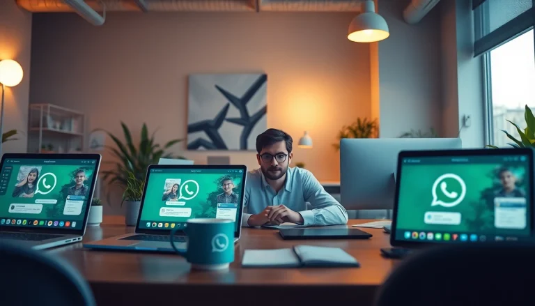 在现代工作区体验无缝通信，快连官网展示 WhatsApp Web 的功能。