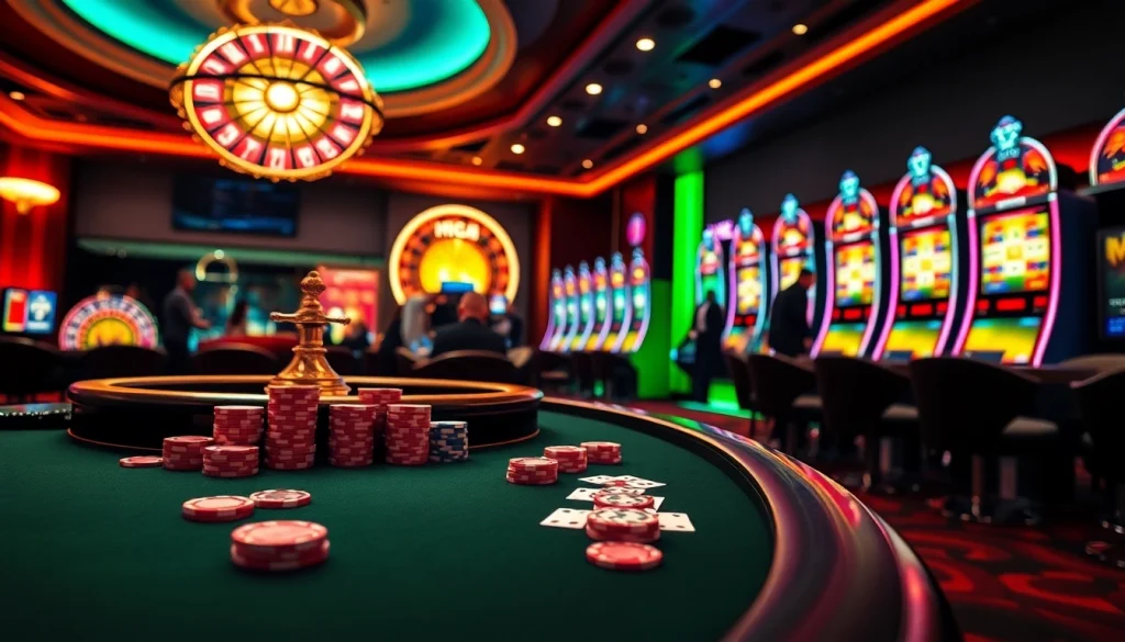 Experience thrilling gambling scenarios at MK8.COM with vibrant casino visuals showcasing poker and roulette.