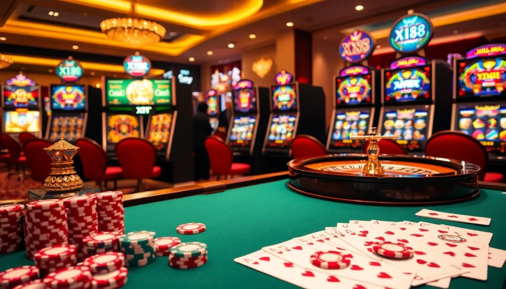 Players enjoying a thrilling gaming experience at XX88's luxury casino.
