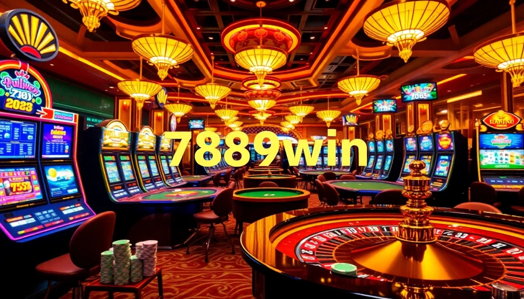 Experience the thrill of 789win đăng nhập with luxurious casino visuals featuring vibrant games and excited players.